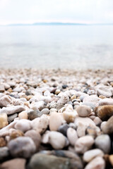 Abstract shot of pebbles on a beach in Croatia
