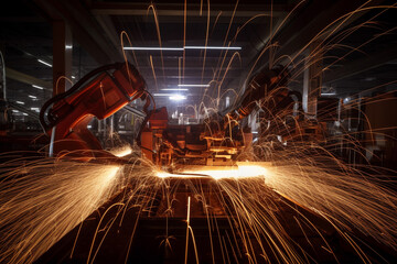 robotic welding in a technological factory. Generative AI