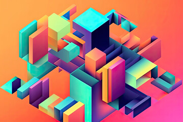 Obraz premium Isometric impossible colorful shapes. Abstract geometric background