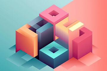 Obraz premium Isometric impossible colorful shapes. Abstract geometric background