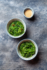 Chuka wakame, seaweed japanese salad with nuts sauce.