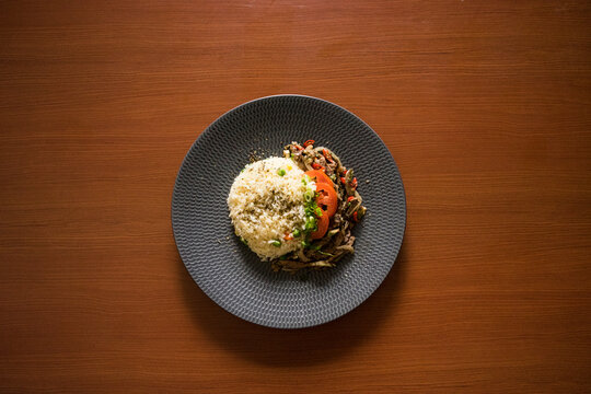 oriental japanese food rice with blackpepper beef