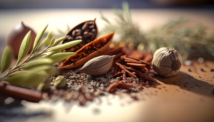 Aromatic Spice Collection: Over 10 Essential Spices for Savory and Sweet Dishes- ai generated