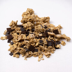 a heap of chocolate granola breakfast cereal