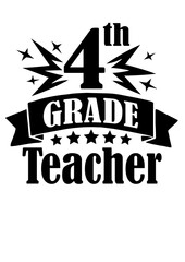 5th grade teacher. Isolated on transparent background. Teacher shirt design. Hello school art.