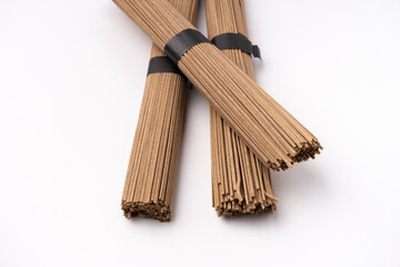 soba noodles isolated on white background. asian food
