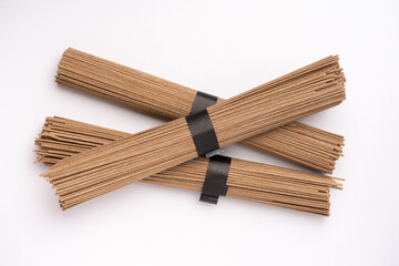 soba noodles isolated on white background. asian food
