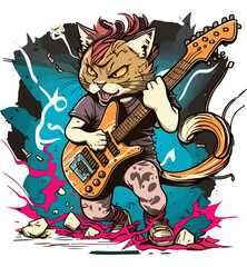 Pawsome Performance: The Feline Guitar Virtuoso