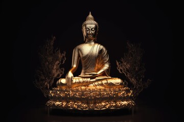 Buddha mystic statue, Thai design, AI generated
