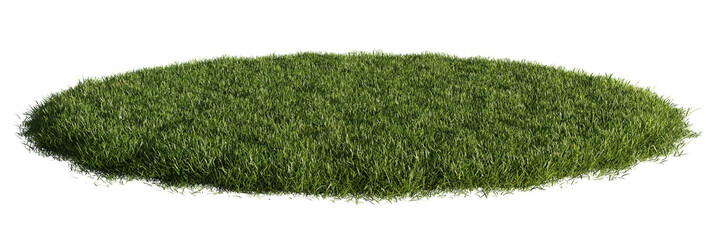 grass patch, circular lawn isolated on transparent background banner