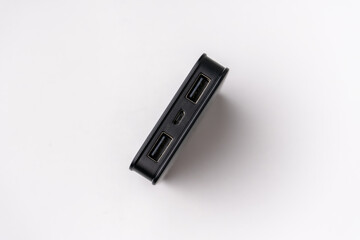 Black power bank isolated on white