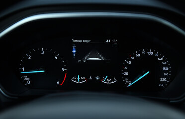Fototapeta premium Close up of a speedometer of a modern car. 