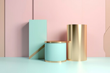 primitive shapes, abstract geometric background, cylinder podium, modern minimalistic mock up