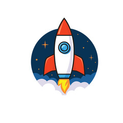 Vector illustration of a branding logo concept of a space rocket for astronomy businesses