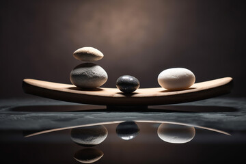 Stones balance stacked on top of each other. Balance and equilibrium concept. Generative AI