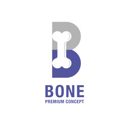 Letter B blue bone designed logo over a white background - brand vector icon