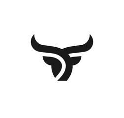 Obraz na płótnie Canvas Bull head logo design - black editable vector icon with copy space over a white background