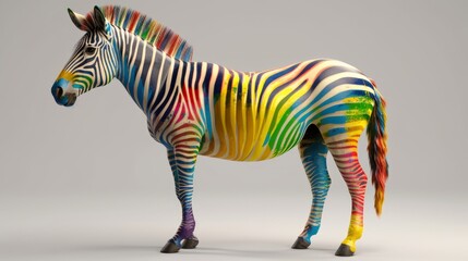 Zebra with Rainbow Stripes