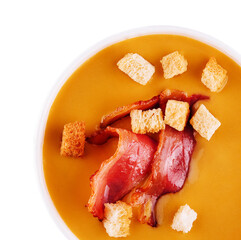 Cream of pumpkin soup with bacon