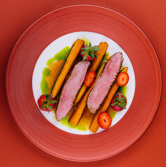 Barbecue dry aged kobe chateaubriand steak on plate