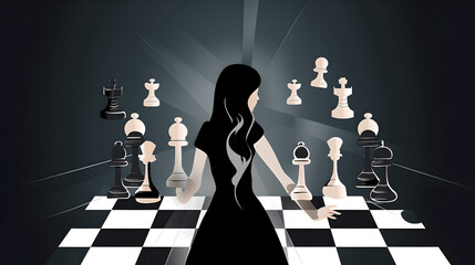 chess piece strategy planning illustration (ai generated)