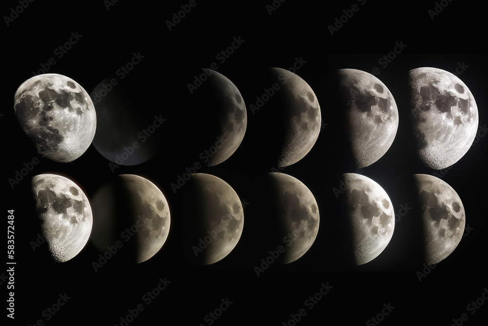 Wall mural phases of the moon as a concept of the calendar and holidays. generative ai