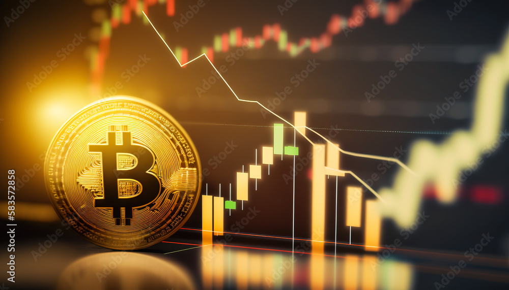Wall mural bitcoin - get in on the crypto game with btc. this rising graph shows its potential - ai generated