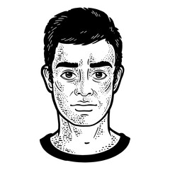 Man face sketch PNG illustration with transparent background