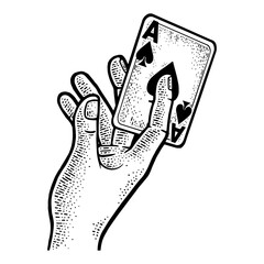 Sharper or magician hand with card sketch PNG illustration with transparent background