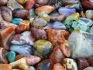 A Close-up Focus Stacked Image of Tumbled Rocks To Include Agates, Beach Agates and Banded Chert