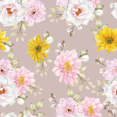 Fototapeta na wymiar beautiful summer floral seamless pattern