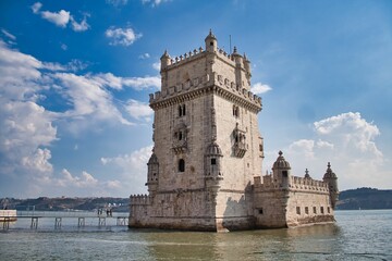 Fototapeta premium Beautiful view of the Belem Tower, Fortification in Lisbon, Portugal