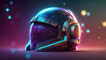Fototapeta na wymiar an impressive scifi astronaut helmet, warrior armor