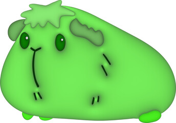 3d green Crested hamster