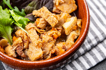 meat tripe food snack tasty offal meat meal on the table copy space food background rustic top view