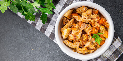 meat tripe food snack tasty offal meat meal on the table copy space food background rustic top view