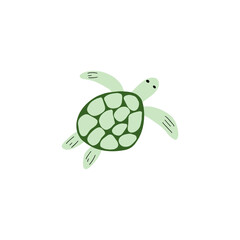 Turtle Character sea animal on deep background. Wild life illustration. Underwear world. Vector illustration.