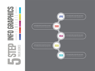 Abstract infographic showing the 5 years process of a business plan timeline For presentations and posters. Vector illustration.