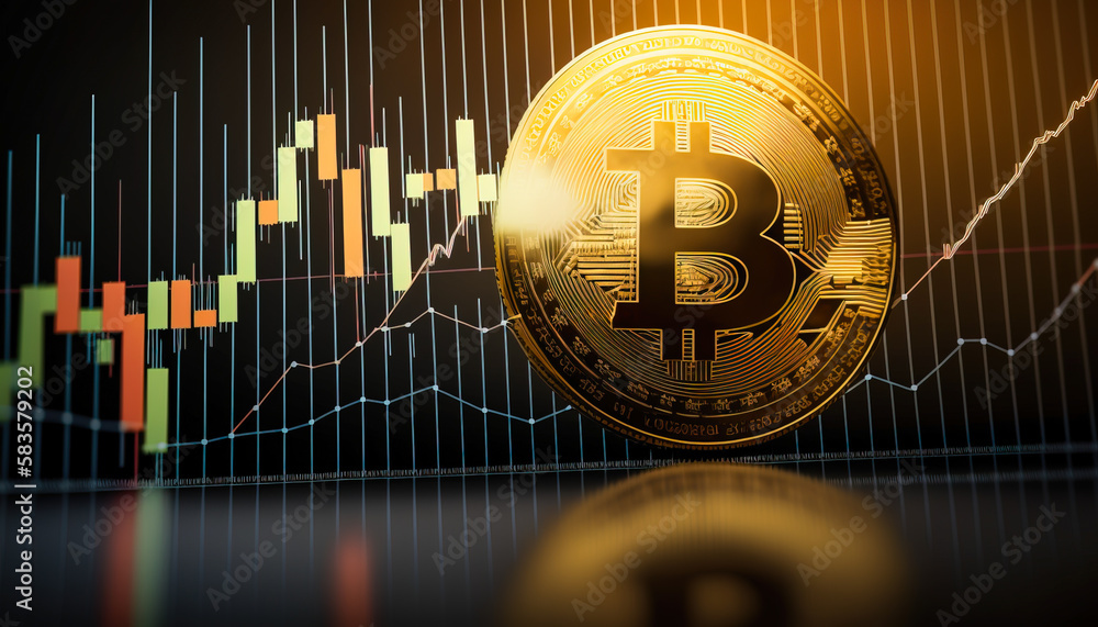 Wall mural bitcoin - join the bitcoin craze and start trading today. the graph shows its potential for profit -