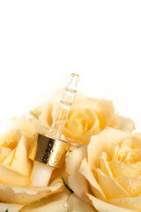 Spa.  Skin care. Body scrub on a white background. Peeling isolated. Cosmetics on a white background. Skin care. Facial scrub. Citrus scrub. Texture of yellow color on a white background.