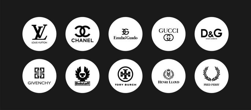 Collection vector logo popular clothing brands: GUCCI, Dolce