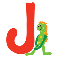English letter. Alphabetical isolated element in children's style, hand drawn. Cartoon monster.