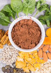 Healthy food as source natural magnesium, fiber and other vitamins and minerals