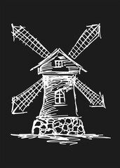 Drawing of an old mill