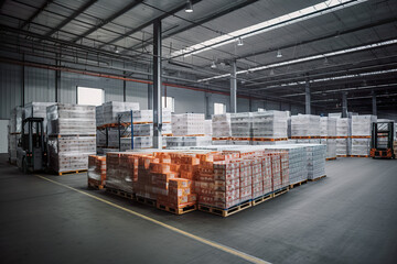 Comprehensive logistics service for fresh products. Cold storage to ensure controlled temperatures for perishable products throughout the supply chain. AI generated illustration.