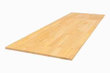 furniture board made of solid larch lamellar on a white background - obrazy, fototapety, plakaty