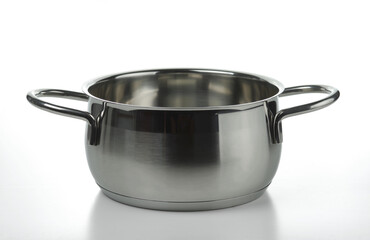 Stainless casserole Isolated on a white background.