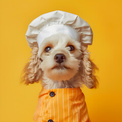 Puppy dog dressed in a chef's outfit, Generative AI