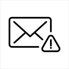 Email error icon.Envelope icon with exclamation mark. Envelope icon and alert, error, alarm, danger symbol. vector illustration on white background