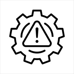 thin line failure icon with broken operational process. concept of repair or maintenance symbol. vector illustration on white background